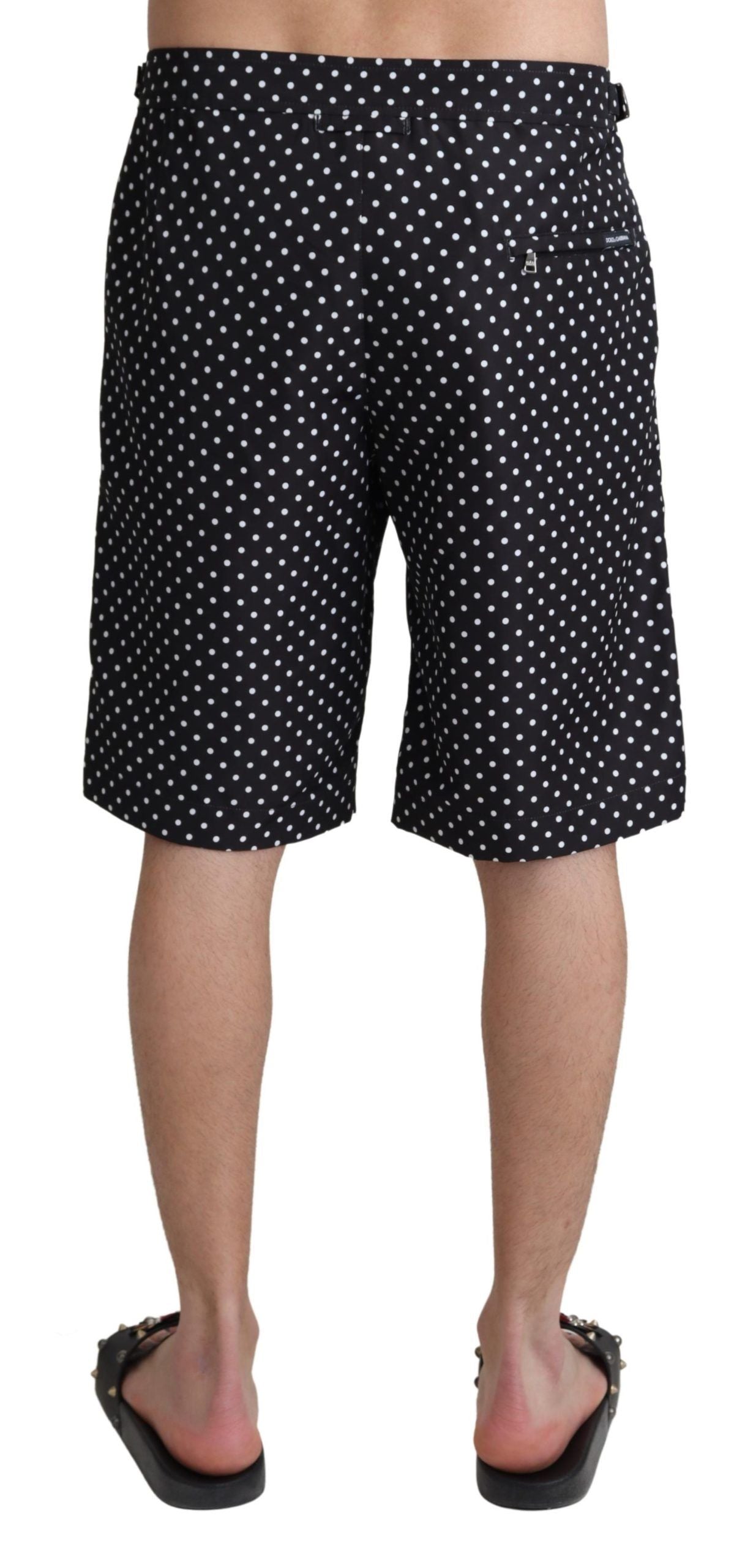 Dolce &amp; Gabbana Schwarze Polka Dots Beachwear Shorts Bademode