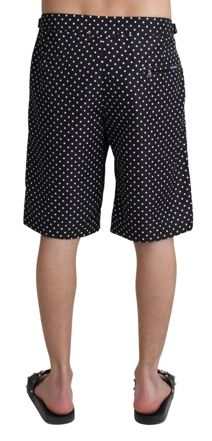 Dolce &amp; Gabbana Schwarze Polka Dots Beachwear Shorts Bademode