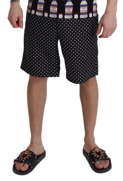 Dolce &amp; Gabbana Schwarze Polka Dots Beachwear Shorts Bademode