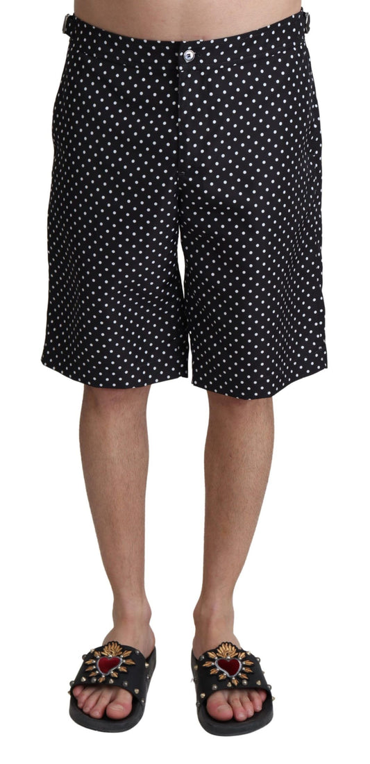 Dolce &amp; Gabbana Schwarze Polka Dots Beachwear Shorts Bademode