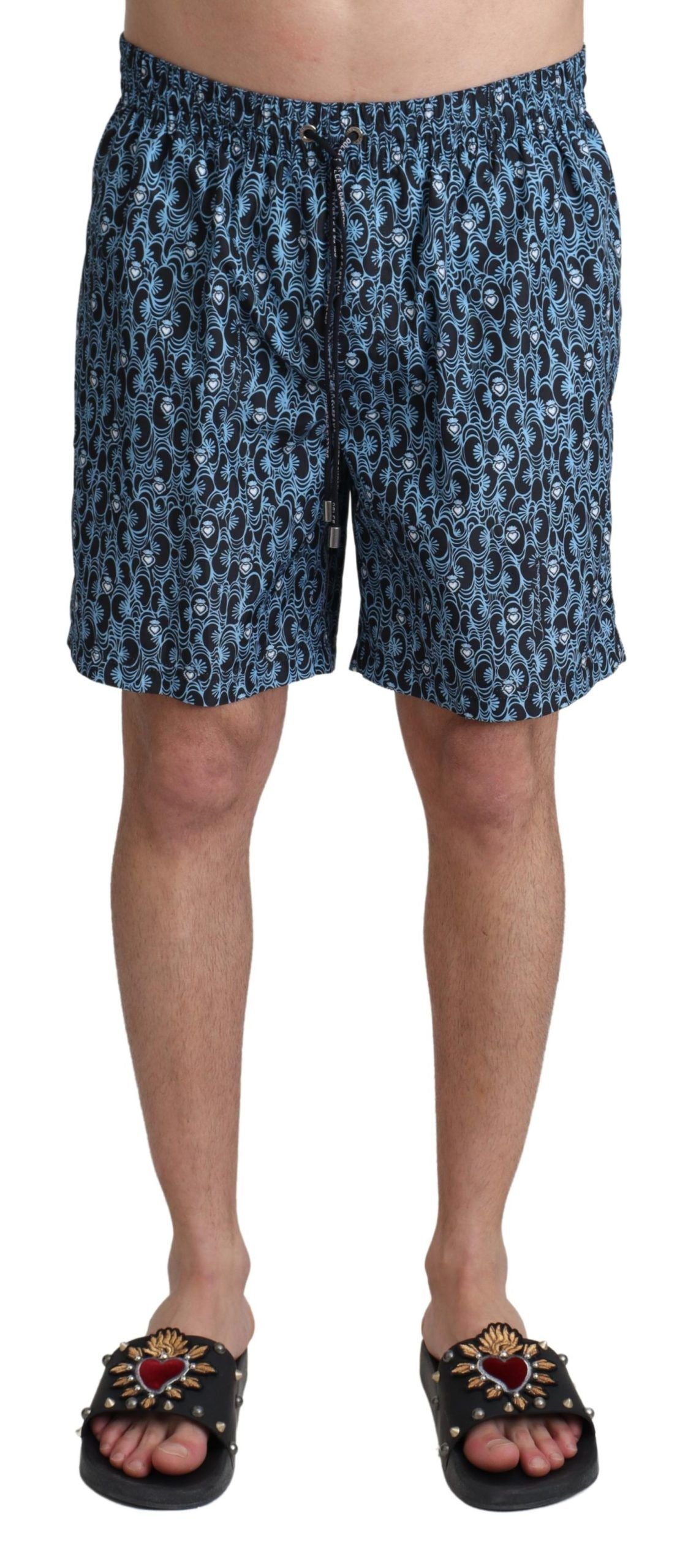 Dolce &amp; Gabbana – Strandshorts mit blauem Muster
