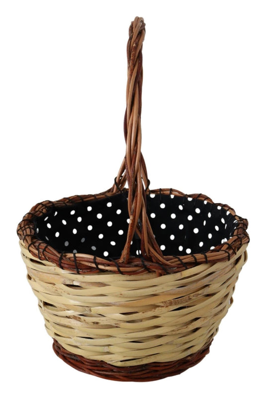 Dolce &amp; Gabbana – Beigefarbene Einkaufstasche aus geflochtenem Rattankorb aus Holz