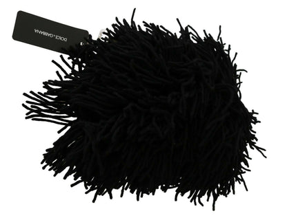 Dolce &amp; Gabbana – Schwarz-weiße Strickmütze aus Kaschmir mit Tiermuster