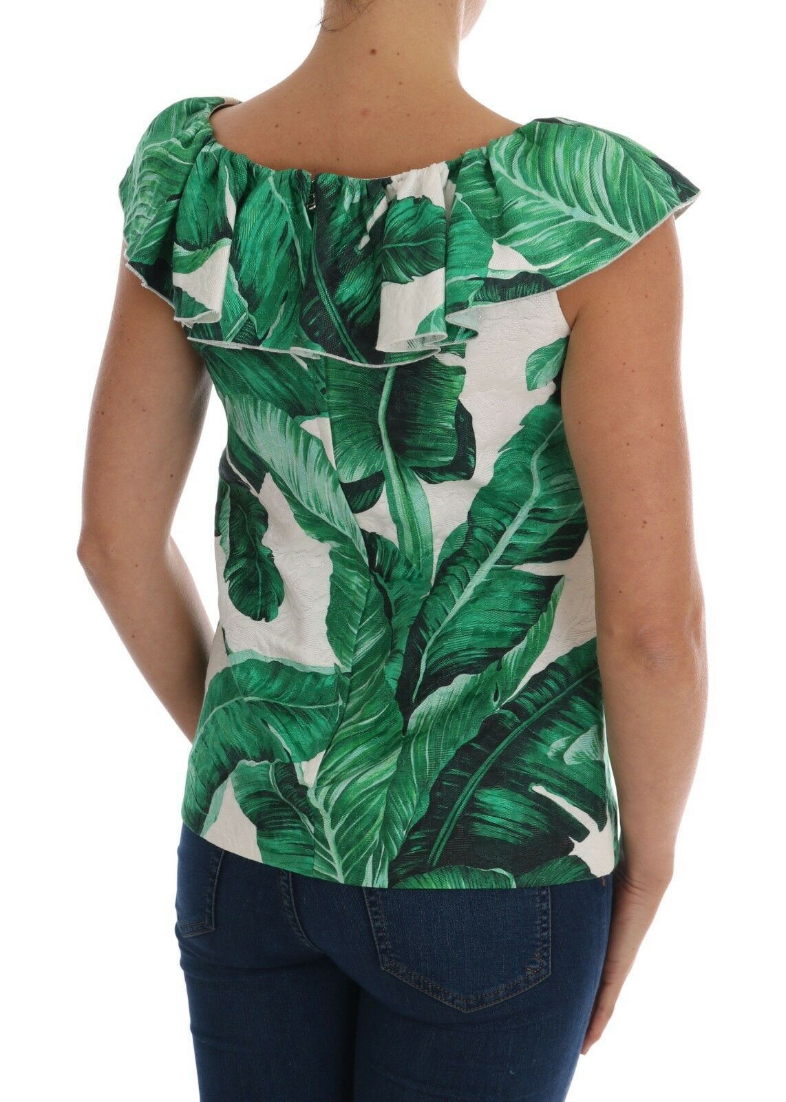 Dolce &amp; Gabbana – Blusen-T-Shirt mit Ananas- und Bananen-Paillettenmuster