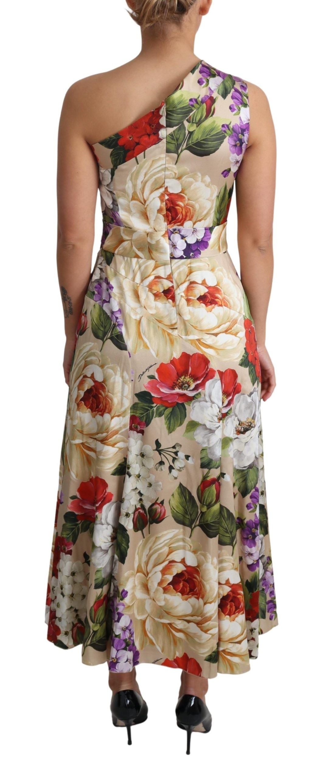 Dolce &amp; Gabbana Print Seidenstretch One-Shoulder-Kleid mit Blumenmuster