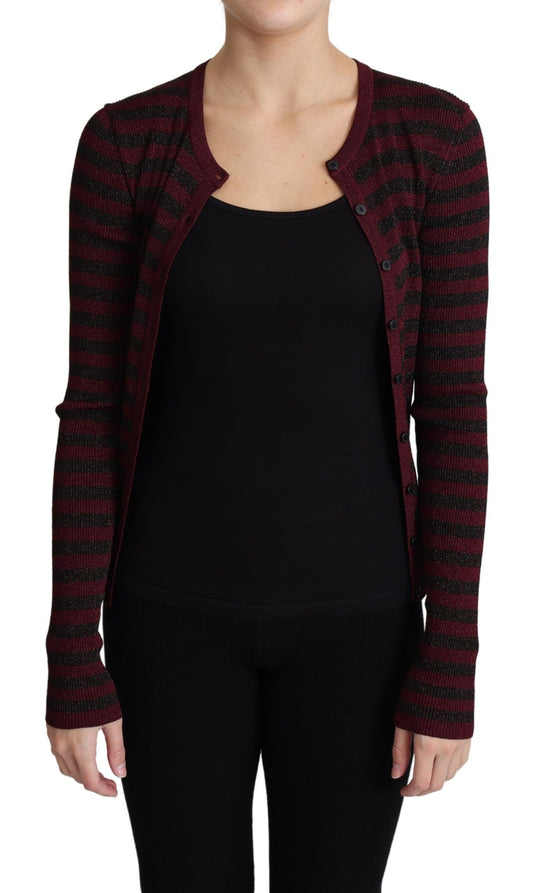 Dolce &amp; Gabbana Schwarz-rot gestreifter Viskose-Cardigan