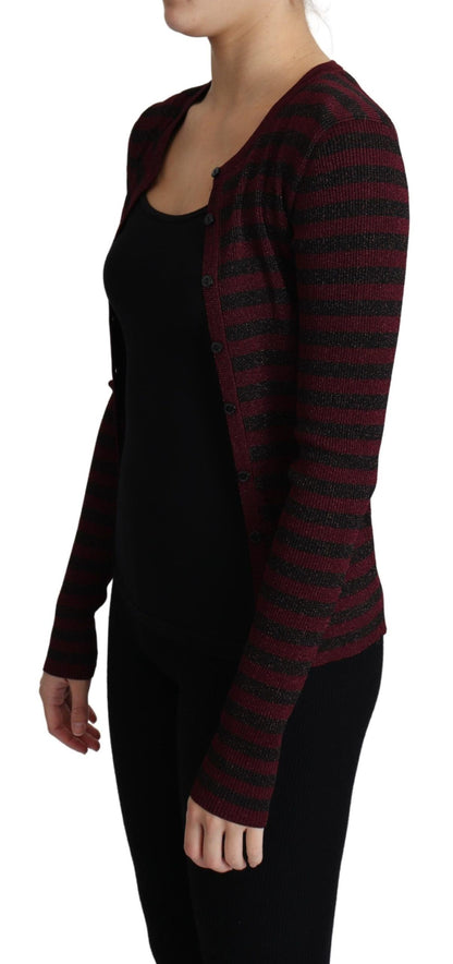 Dolce &amp; Gabbana Schwarz-rot gestreifter Viskose-Cardigan