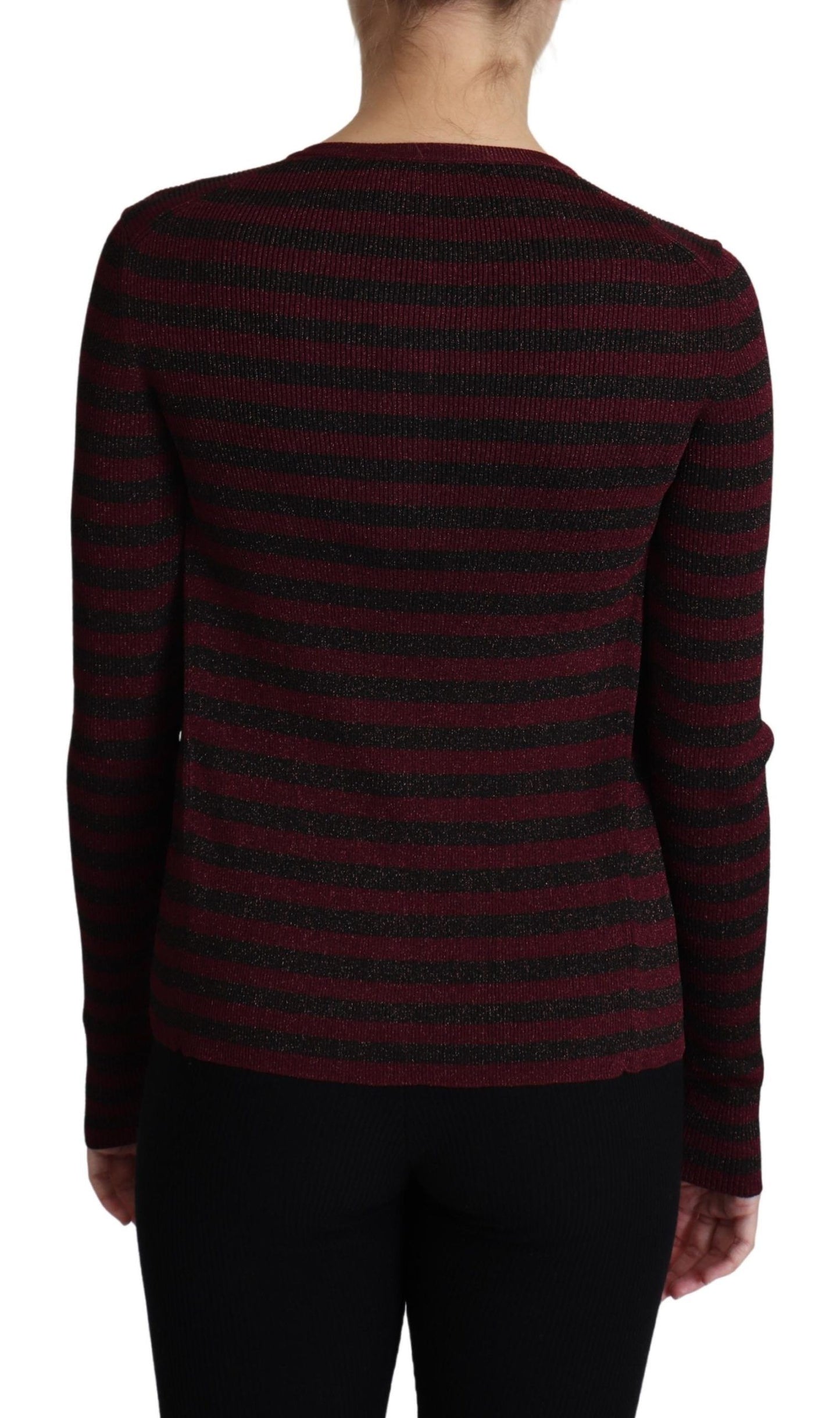 Dolce &amp; Gabbana Schwarz-rot gestreifter Viskose-Cardigan