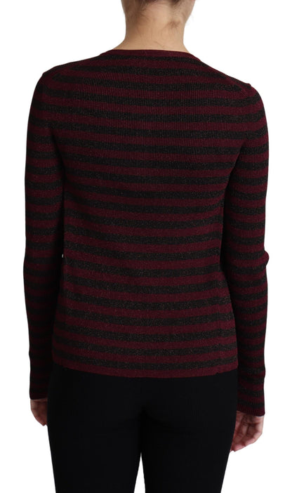 Dolce &amp; Gabbana Schwarz-rot gestreifter Viskose-Cardigan