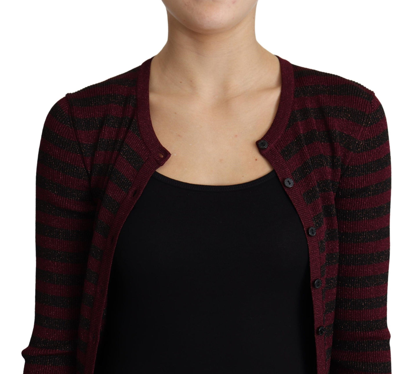 Dolce &amp; Gabbana Schwarz-rot gestreifter Viskose-Cardigan