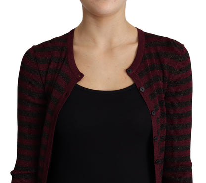 Dolce &amp; Gabbana Schwarz-rot gestreifter Viskose-Cardigan
