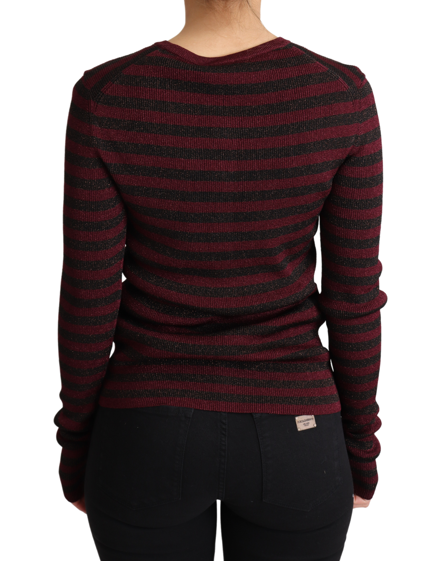 Dolce &amp; Gabbana Schwarz-rot gestreifter Viskose-Cardigan