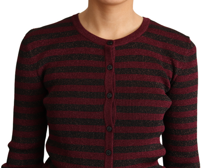 Dolce &amp; Gabbana Schwarz-rot gestreifter Viskose-Cardigan