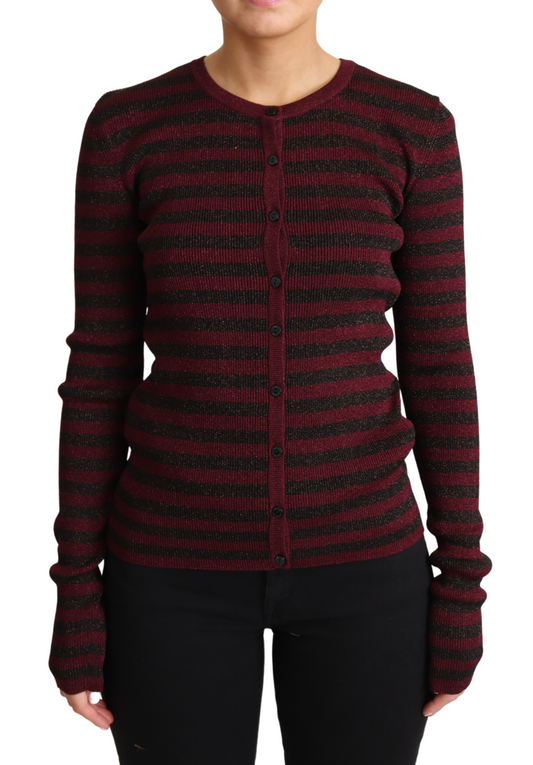 Dolce &amp; Gabbana Schwarz-rot gestreifter Viskose-Cardigan