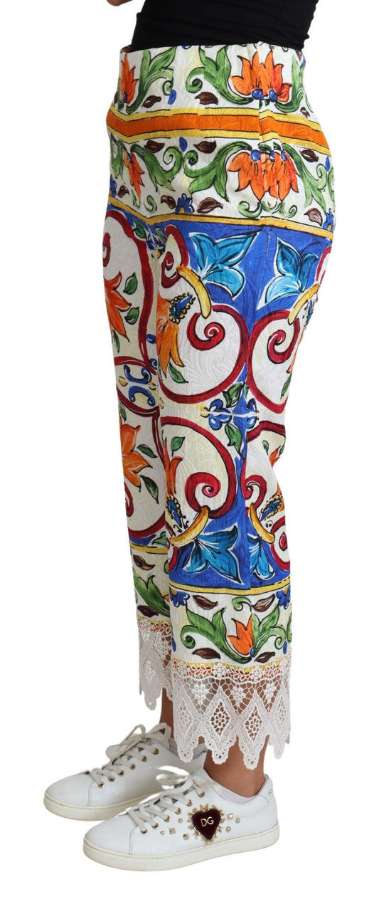 Dolce &amp; Gabbana – Baumwollhose mit mehrfarbigem Majolika-Print