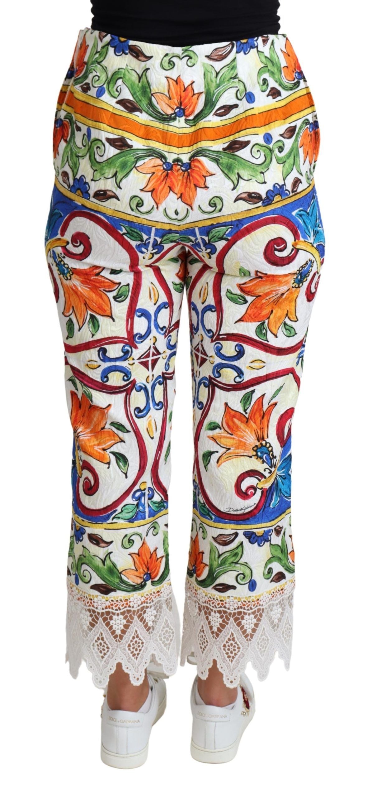 Dolce &amp; Gabbana – Baumwollhose mit mehrfarbigem Majolika-Print