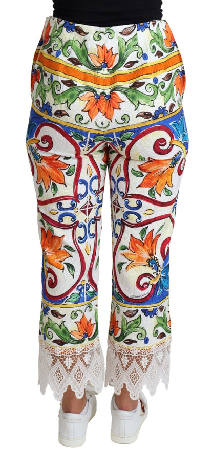 Dolce &amp; Gabbana – Baumwollhose mit mehrfarbigem Majolika-Print