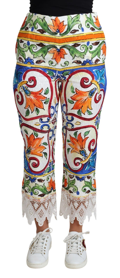 Dolce &amp; Gabbana – Baumwollhose mit mehrfarbigem Majolika-Print