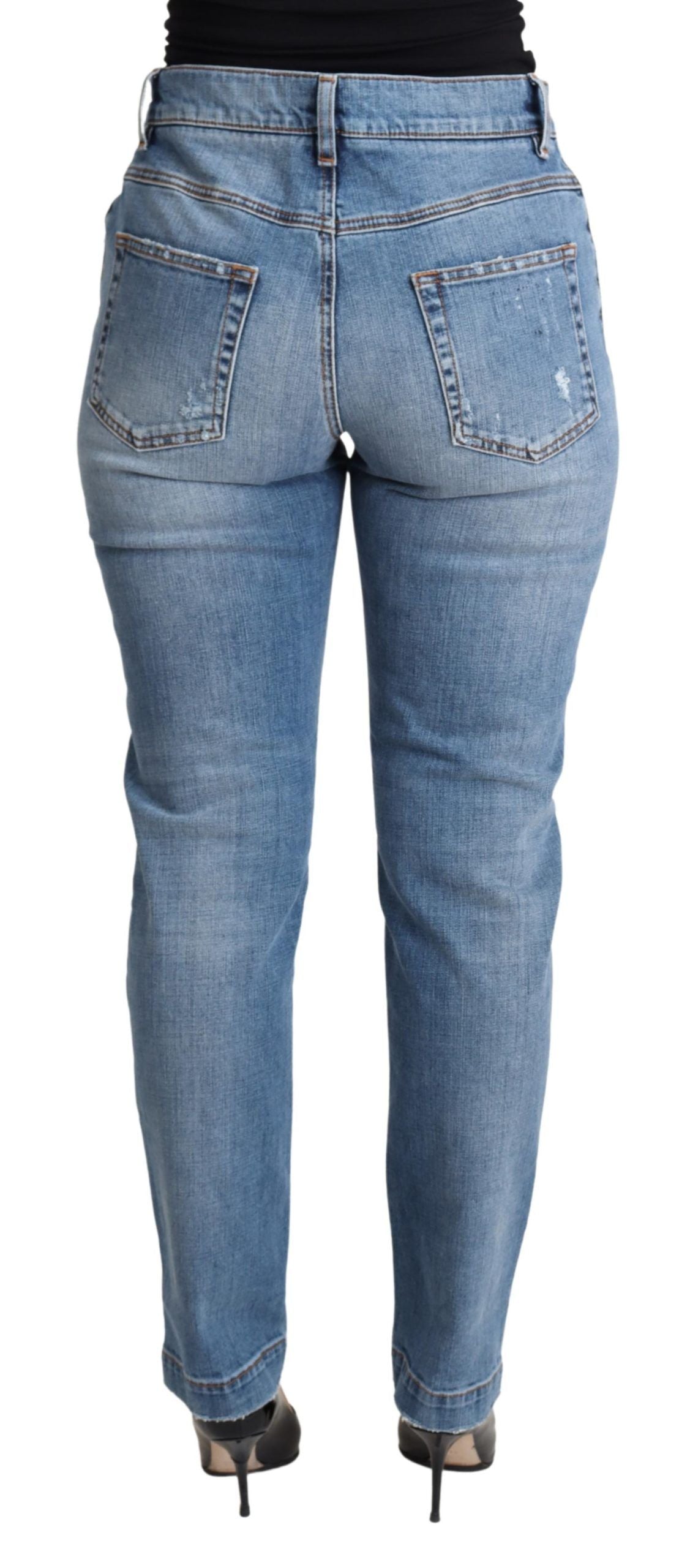 Dolce &amp; Gabbana – Blaue, zerfetzte Skinny-Jeans aus Baumwollmischung