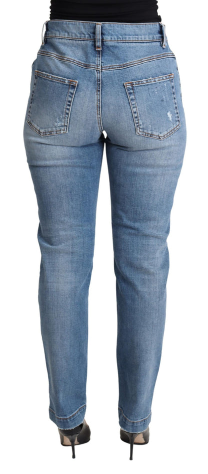 Dolce &amp; Gabbana – Blaue, zerfetzte Skinny-Jeans aus Baumwollmischung