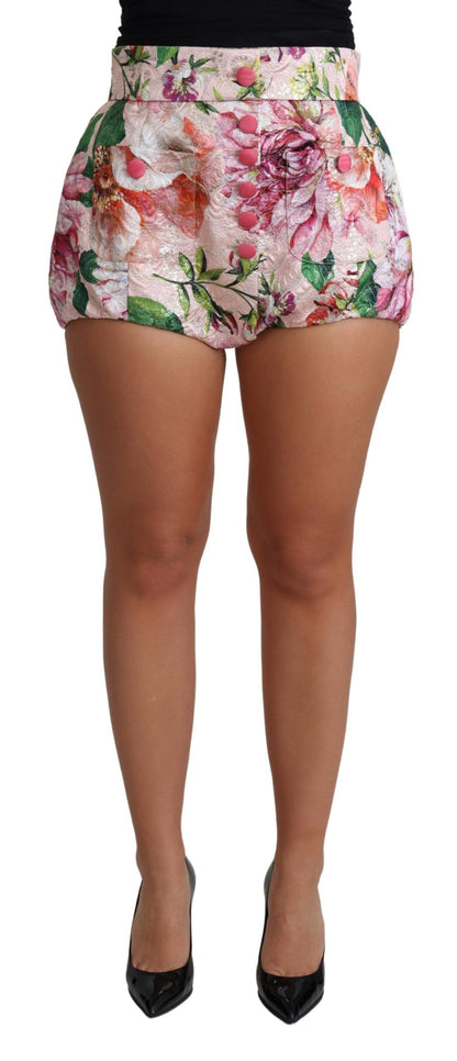 Dolce &amp; Gabbana – Hotpants-Shorts aus rosa Baumwolle mit Blumenmuster