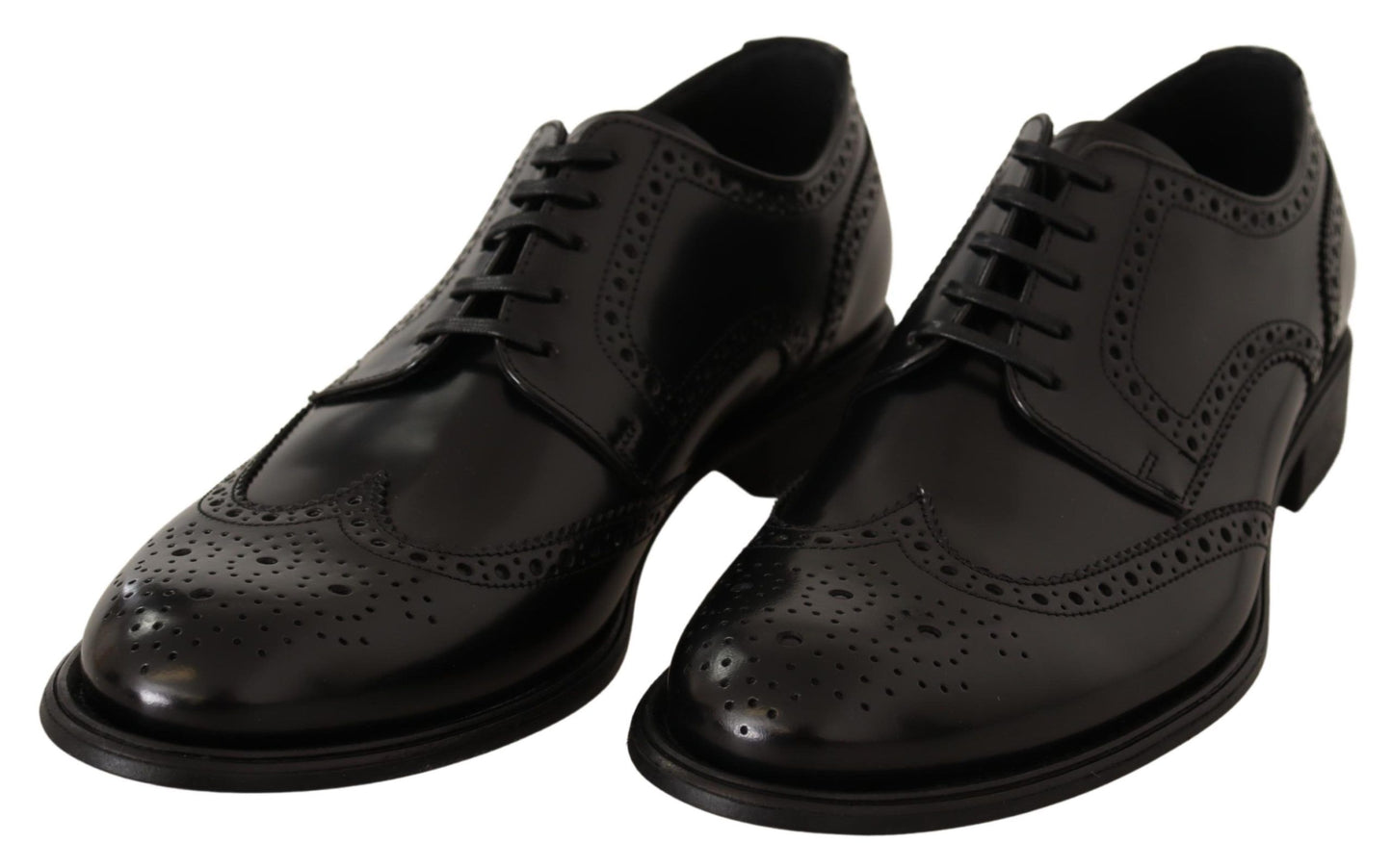 Dolce &amp; Gabbana – Formelle Oxford-Schuhe aus schwarzem Leder mit Flügelkappe
