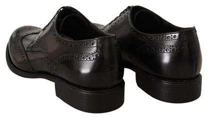 Dolce &amp; Gabbana – Formelle Oxford-Schuhe aus schwarzem Leder mit Flügelkappe