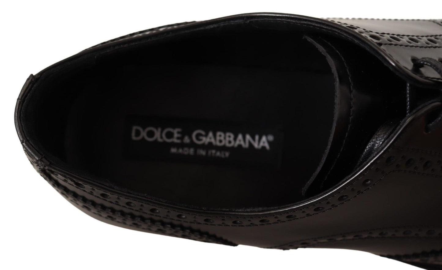 Dolce &amp; Gabbana – Formelle Oxford-Schuhe aus schwarzem Leder mit Flügelkappe