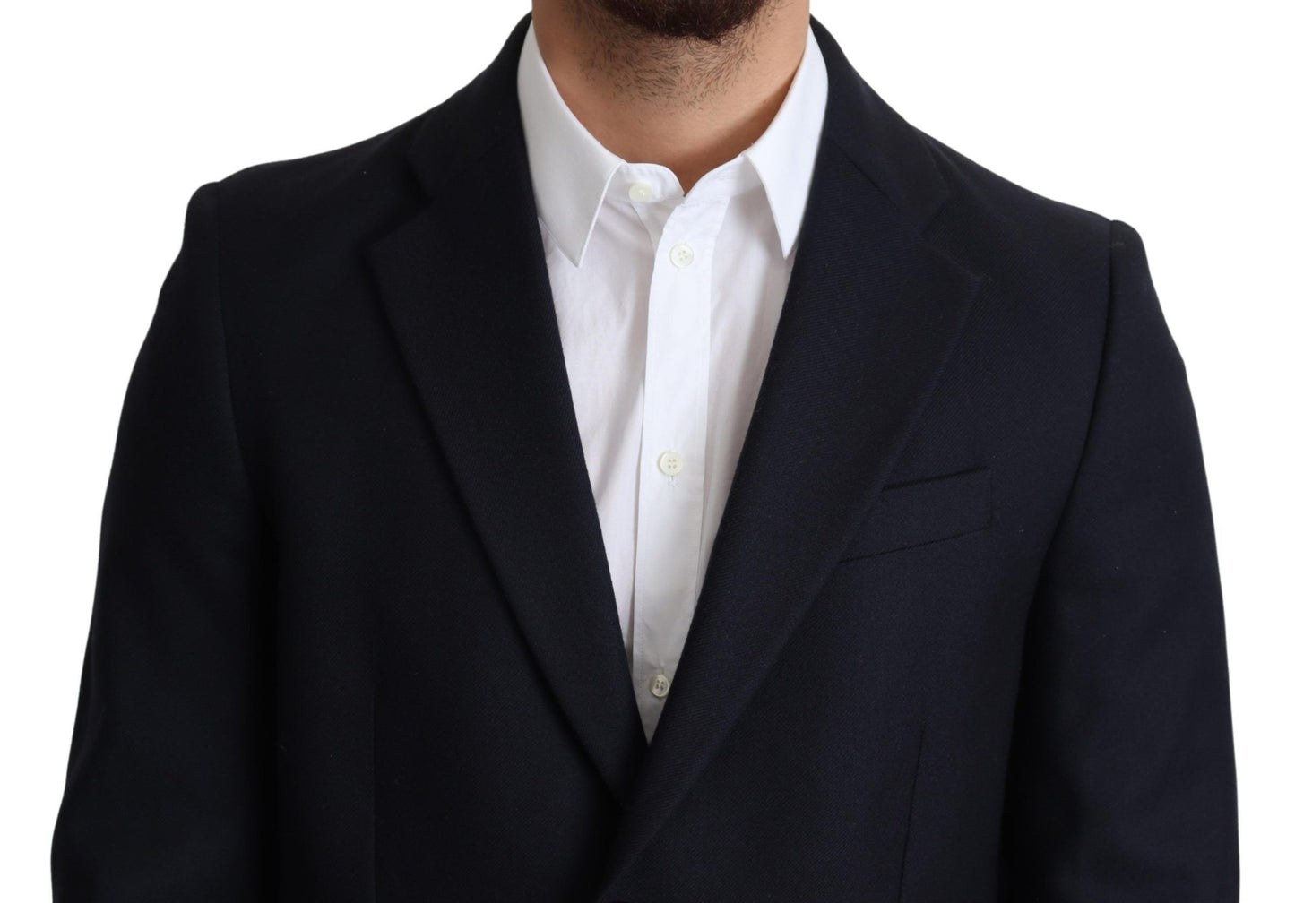 Dolce &amp; Gabbana Dunkelblaue einreihige Wollmanteljacke