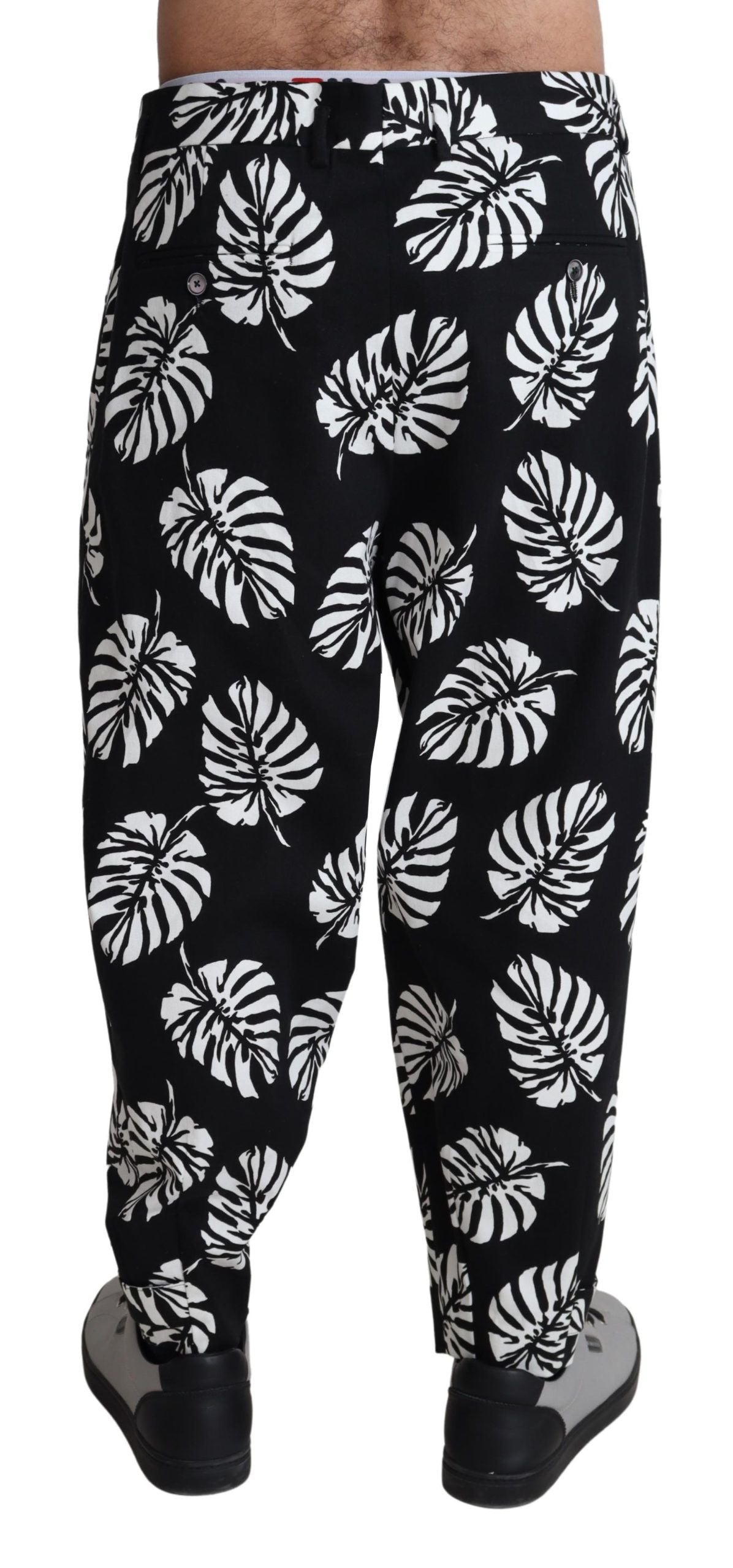 Dolce &amp; Gabbana Black Leaf Baumwoll-Stretchhose