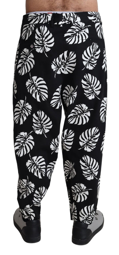 Dolce &amp; Gabbana Black Leaf Baumwoll-Stretchhose