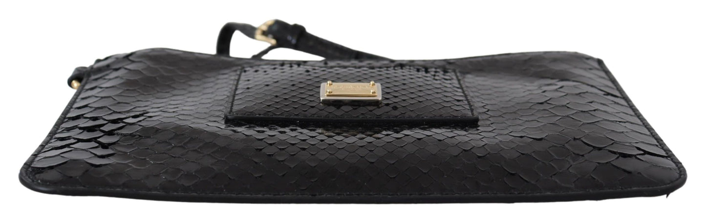 Dolce &amp; Gabbana Schwarzes Leder-Geldbörse mit Armbandspiegel Agnese Wallet