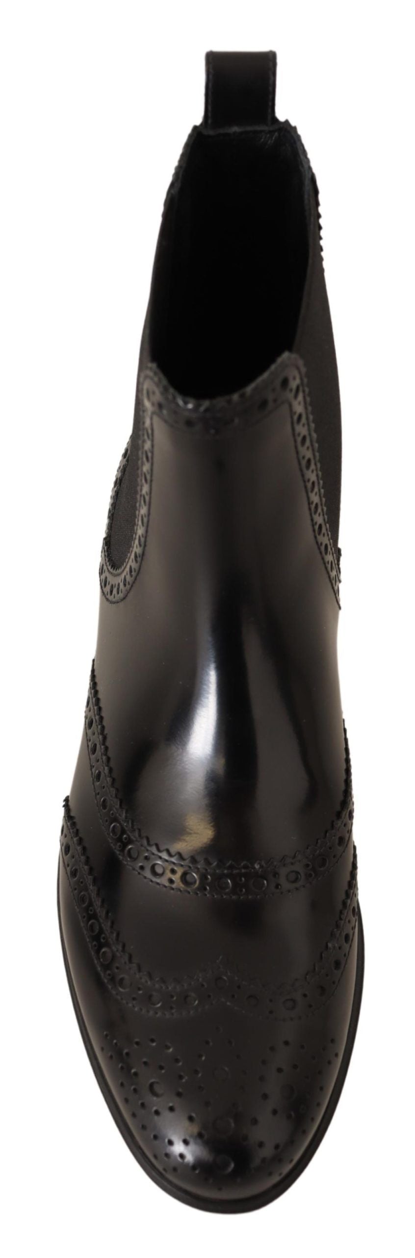 Dolce &amp; Gabbana Schwarze Leder Knöchelhohe Flache Stiefel Schuhe