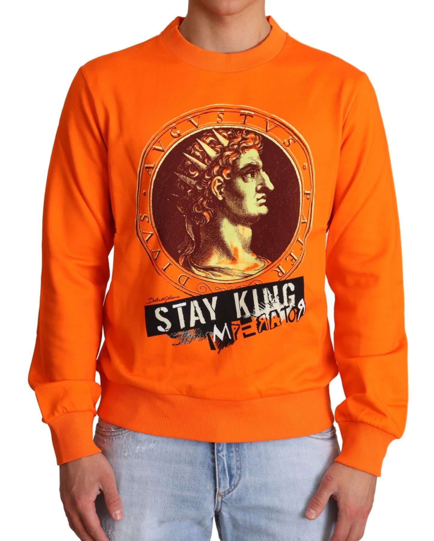 Dolce &amp; Gabbana Orange King Caesar Baumwollpullover