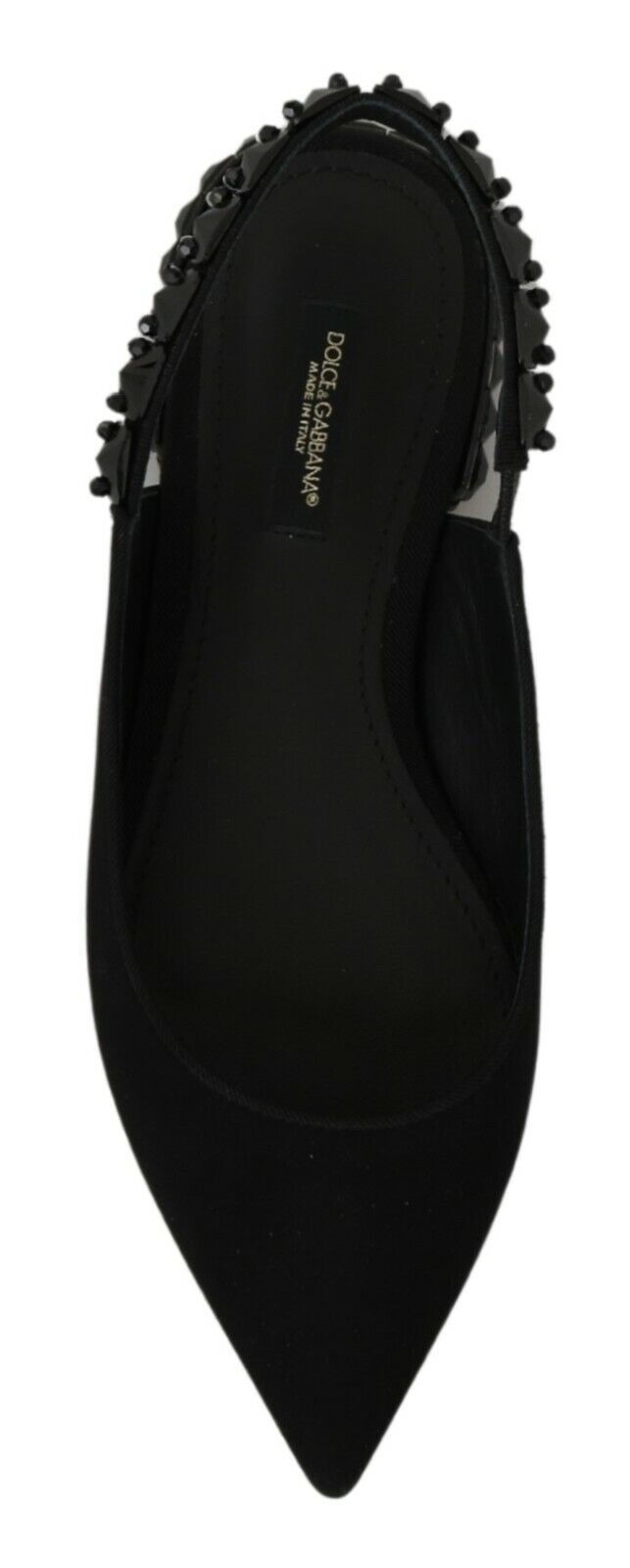 Dolce &amp; Gabbana – Schwarze flache Slingback-Charmeuse-Schuhe