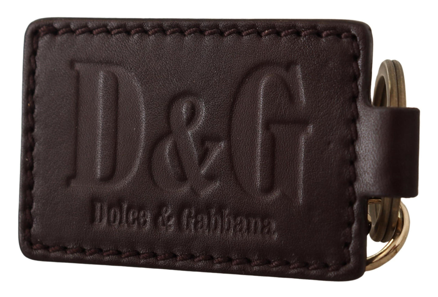 Dolce &amp; Gabbana Schlüsselanhänger mit Metallring und Logo aus braunem Leder