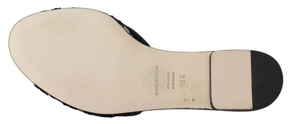 Dolce &amp; Gabbana – Schwarze Taormina-Schuhe mit Spitzenbesatz und Kristallen