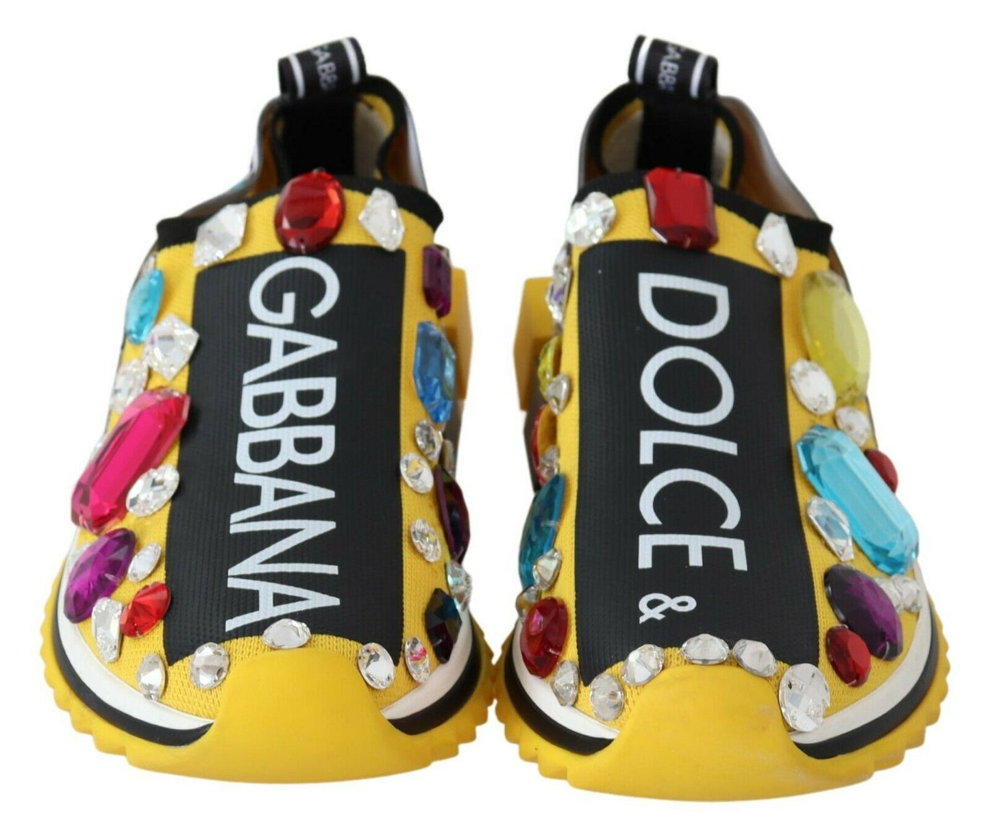 Dolce &amp; Gabbana Gelbe Sneakers mit mehrfarbigen Kristallen