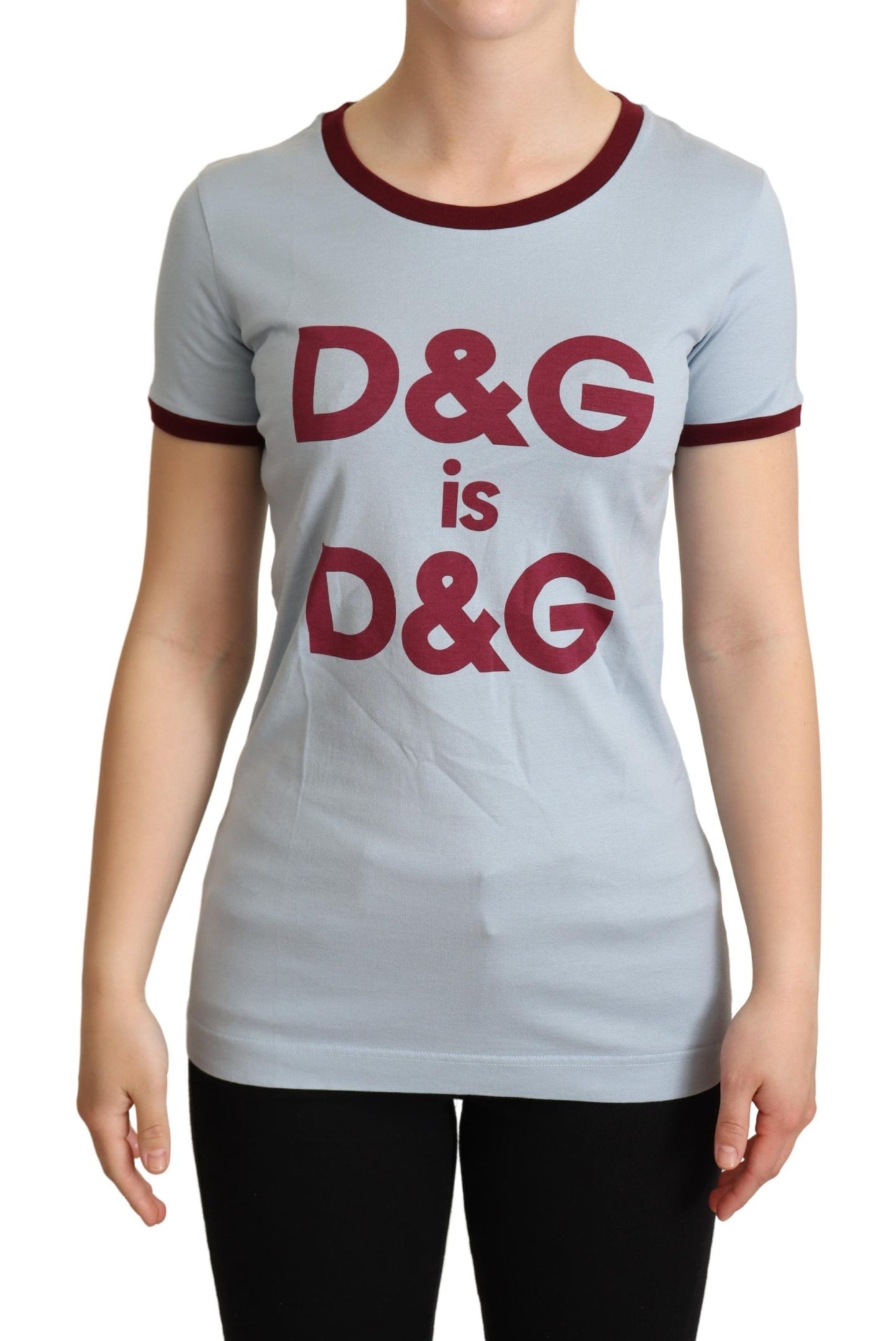 Dolce &amp; Gabbana – Blaues D&amp;G-Top-T-Shirt mit Rundhalsausschnitt