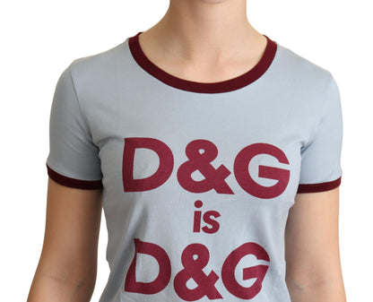 Dolce &amp; Gabbana – Blaues D&amp;G-Top-T-Shirt mit Rundhalsausschnitt