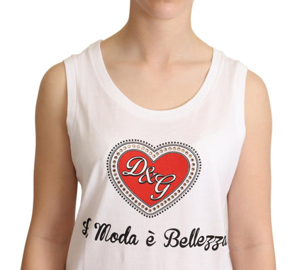 Dolce &amp; Gabbana – Weißes La Moda-Tanktop mit Kristallen
