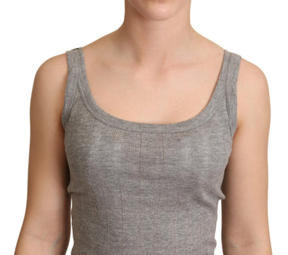 Graues Canotta-Tanktop-T-Shirt aus Baumwolle und Modal von Dolce &amp; Gabbana