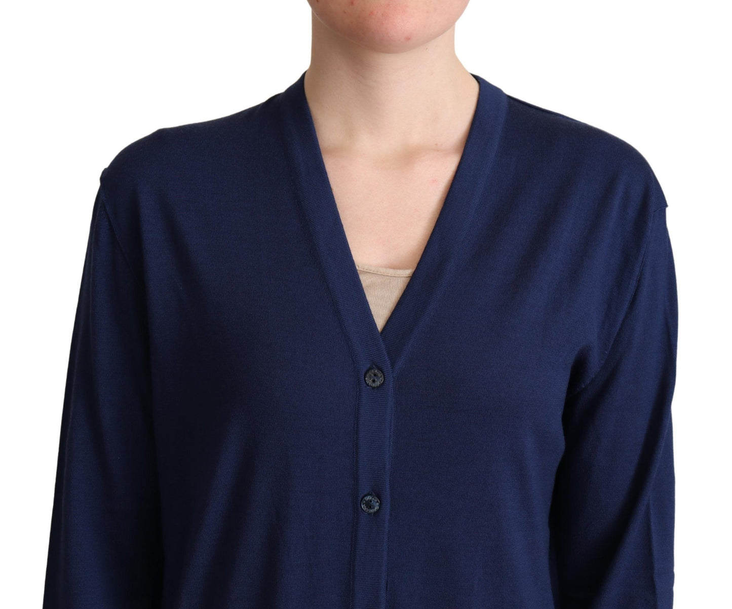 Dolce &amp; Gabbana Blauer Cardigan aus Schurwolle mit Knopfleiste