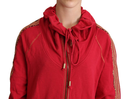 John Galliano Red Full Zip Jacket Sweatshirt Hooded Sweater