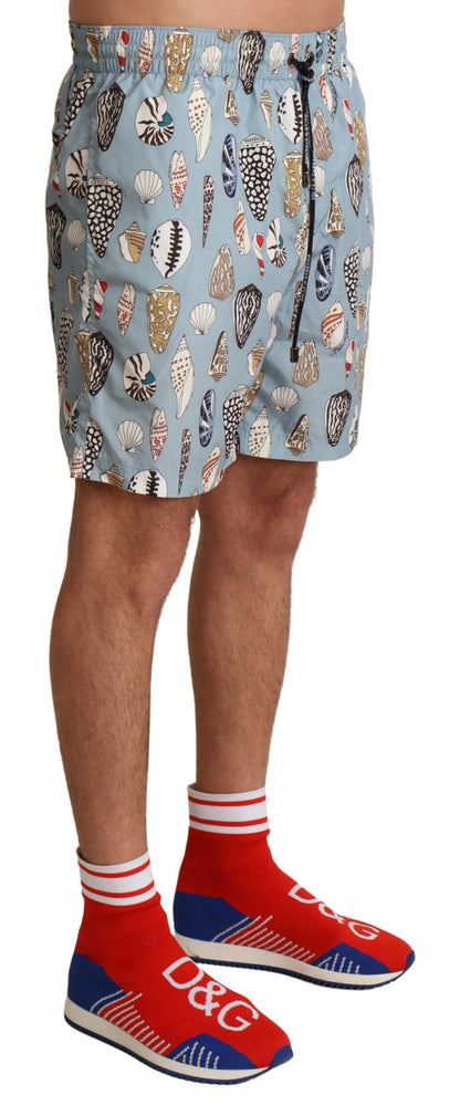 Dolce &amp; Gabbana – Blaue Strandshorts mit Muschelmuster