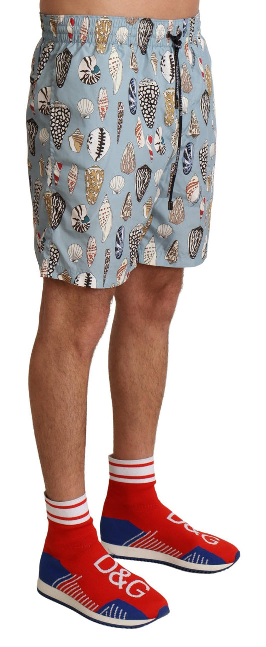 Dolce &amp; Gabbana – Blaue Strandshorts mit Muschelmuster