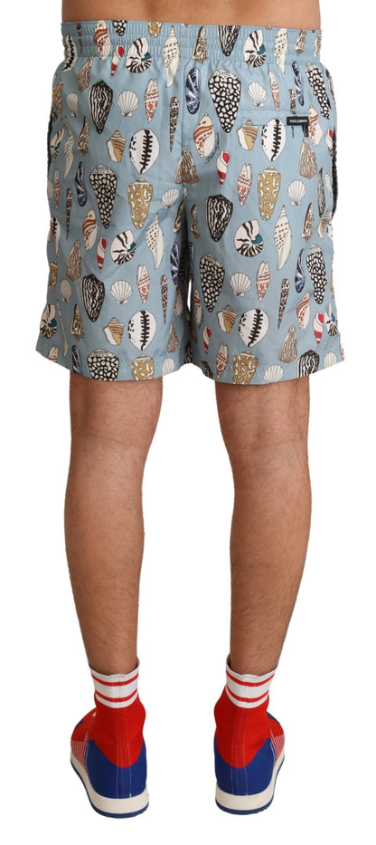 Dolce &amp; Gabbana – Blaue Strandshorts mit Muschelmuster