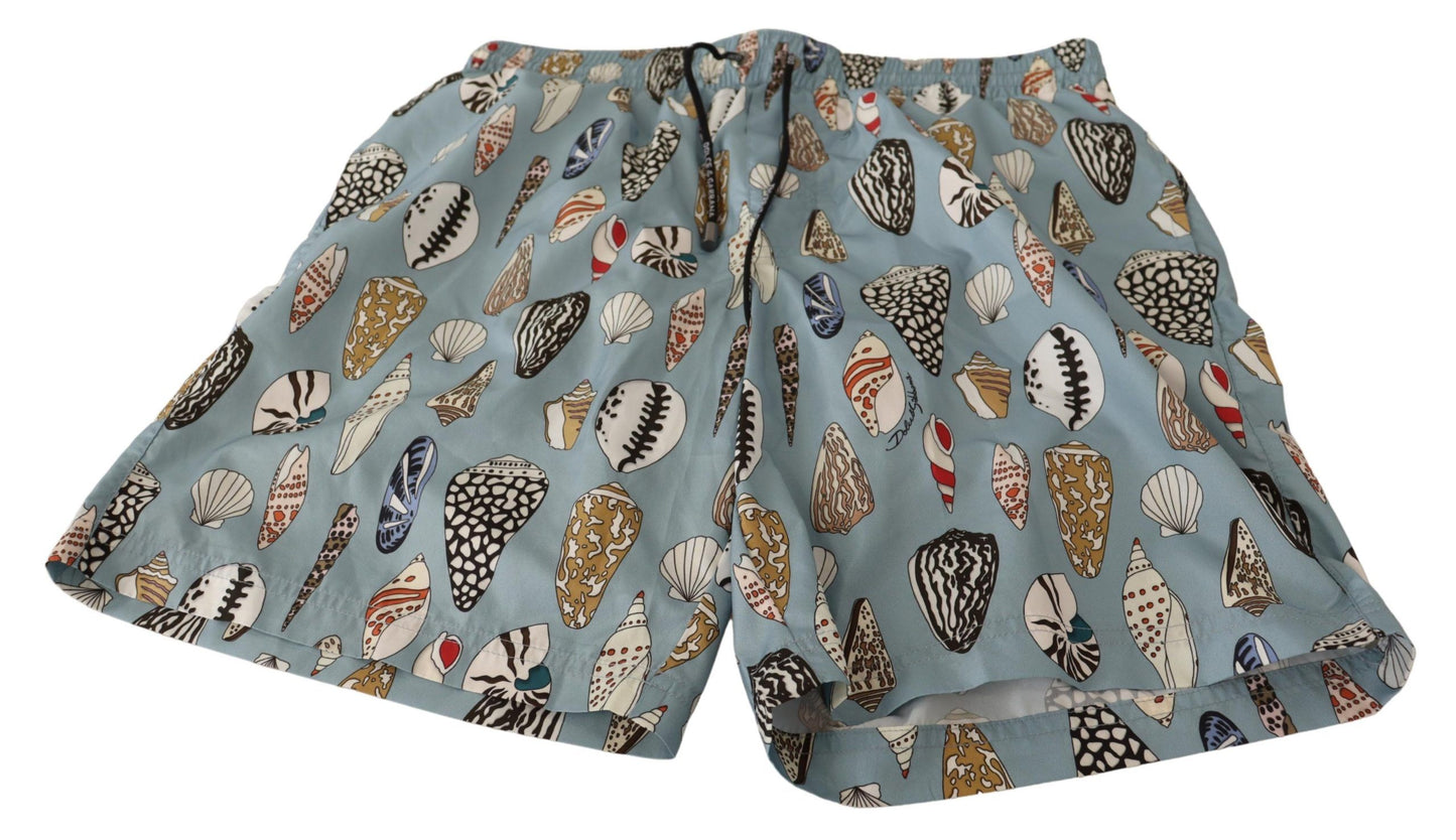 Dolce &amp; Gabbana – Blaue Strandshorts mit Muschelmuster