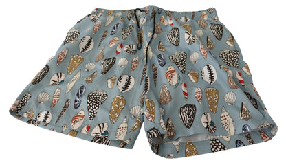 Dolce &amp; Gabbana – Blaue Strandshorts mit Muschelmuster