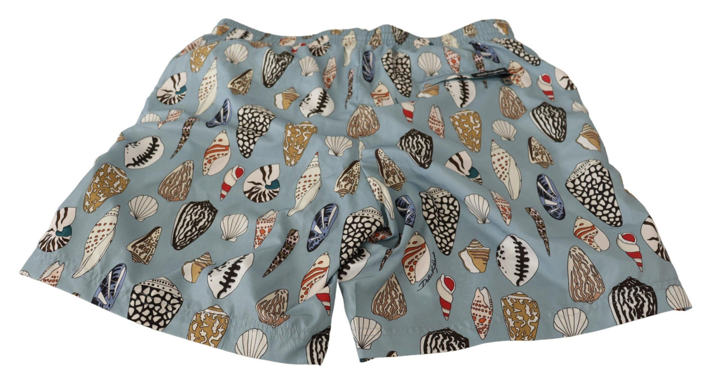 Dolce &amp; Gabbana – Blaue Strandshorts mit Muschelmuster
